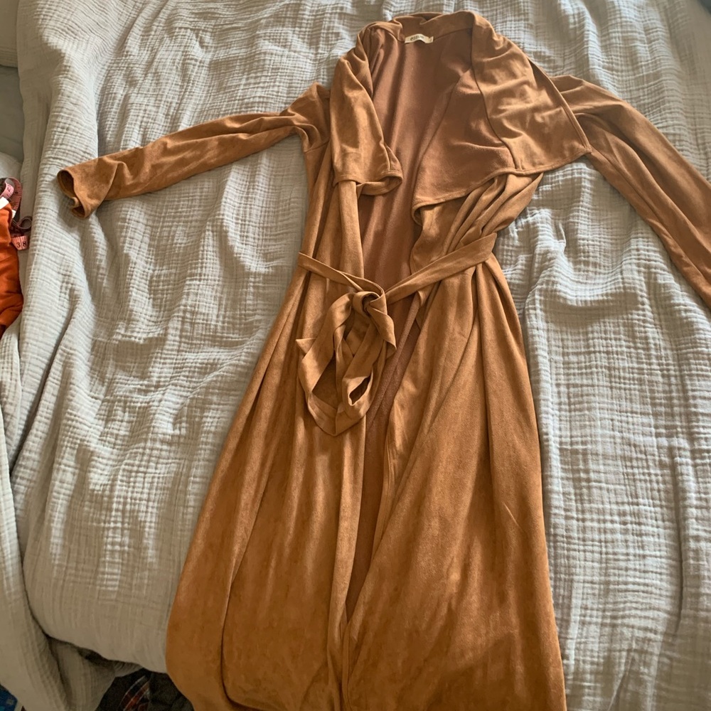 Cute Long Faux Suede Cardigan!